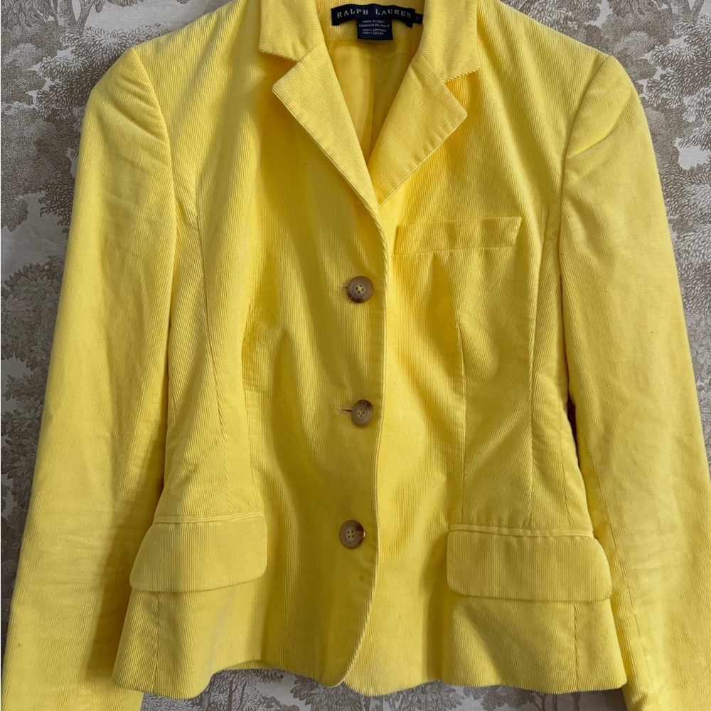 Ralph Lauren Bright Yellow 100% cotton, made in Italy Blazer - Picture 3 of 12